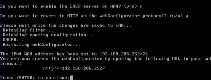 Seleccionar DHCP y webconfig